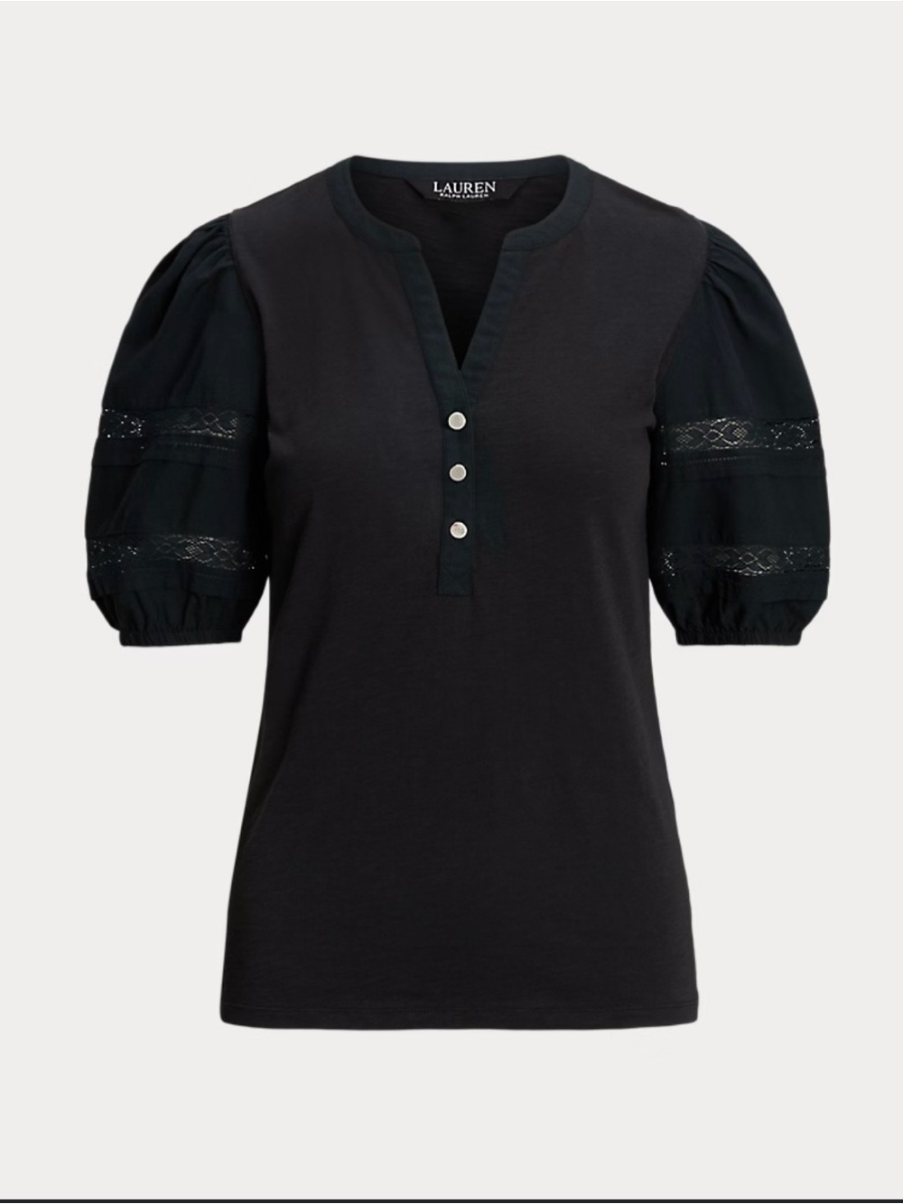 Ralph Lauren Lace-Trim
Jersey Puff-Sleeve Henley Top size S/M - Picture 3 of 9